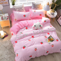 HKM-575955 Brushed Soft Cotton Four-Piece Bedding Set with Various Floral Designs