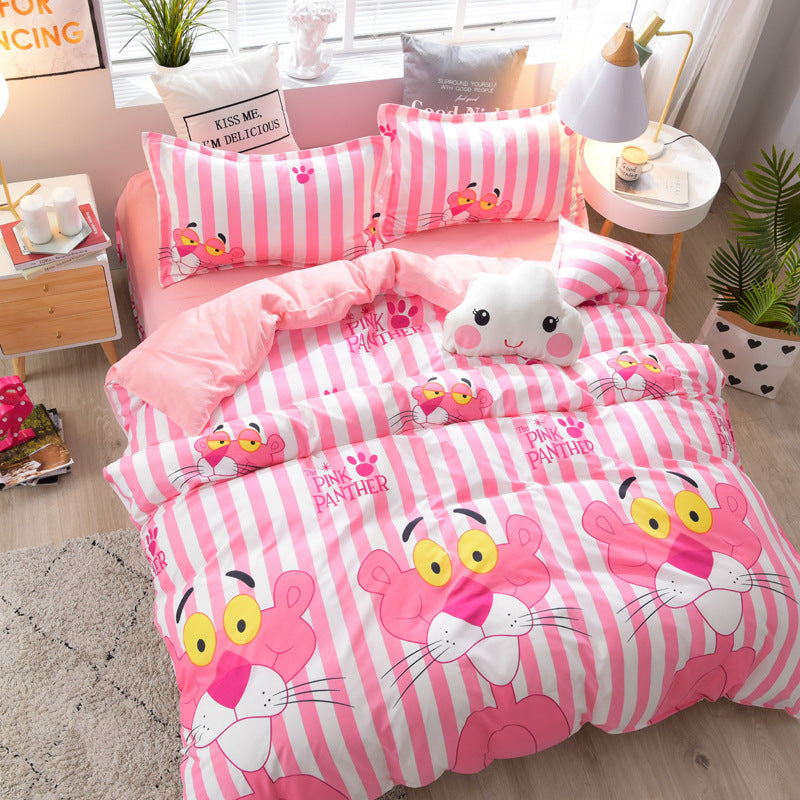 HKM-575955 Brushed Soft Cotton Four-Piece Bedding Set with Various Floral Designs