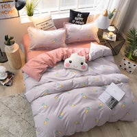 HKM-575955 Brushed Soft Cotton Four-Piece Bedding Set with Various Floral Designs