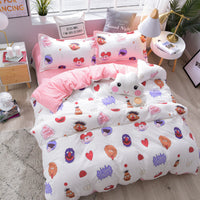 HKM-575955 Brushed Soft Cotton Four-Piece Bedding Set with Various Floral Designs