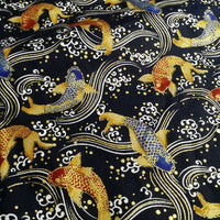 HKM-575955 Japanese Style 100% Thick Cotton Fabric, 150 cm Wide, Eco-Friendly Gold Powder Active Print