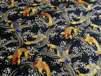 HKM-575955 Japanese Style 100% Thick Cotton Fabric, 150 cm Wide, Eco-Friendly Gold Powder Active Print