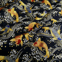 HKM-575955 Japanese Style 100% Thick Cotton Fabric, 150 cm Wide, Eco-Friendly Gold Powder Active Print