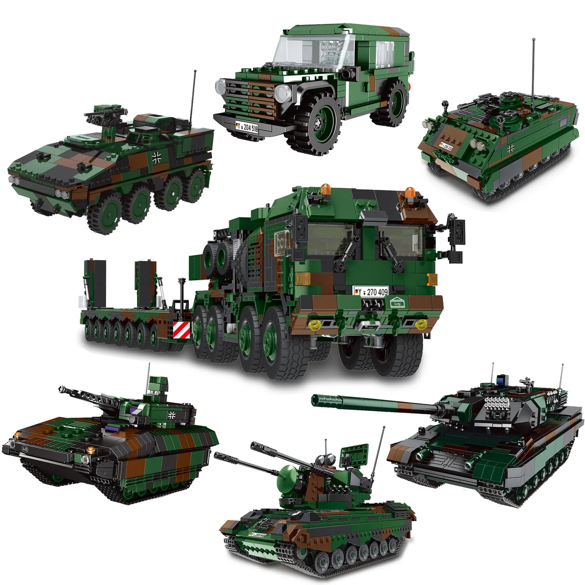 KTX-575955 Military Tank Armored Vehicle Building Block Set - Eco-Friendly ABS Plastic Model Toy for Kids 2-14 Years