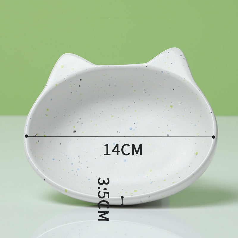 HKM-576147 Elevated Ceramic Slow Feed Bowl with Neck Guard for Cats - Versatile and Stylish Design