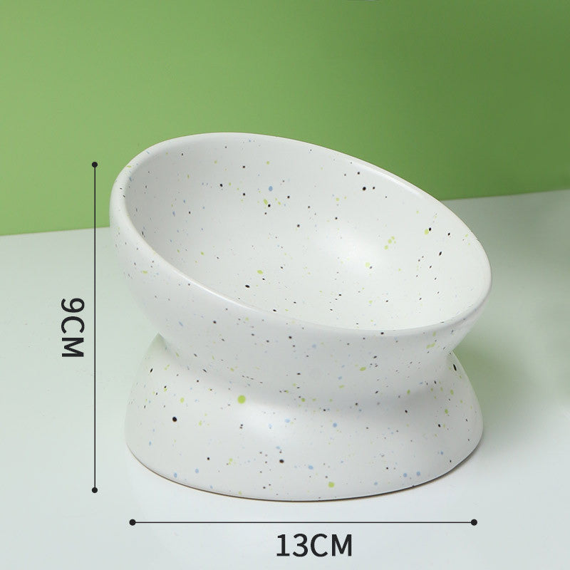 HKM-576147 Elevated Ceramic Slow Feed Bowl with Neck Guard for Cats - Versatile and Stylish Design