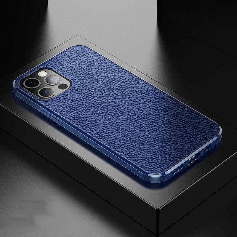 HKM-576211 Lychee Leather Texture TPU Mobile Phone Case for Apple Devices with Car Magnetic Soft Cover