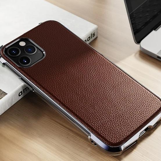 HKM-576211 Lychee Leather Texture TPU Mobile Phone Case for Apple Devices with Car Magnetic Soft Cover