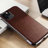 HKM-576211 Lychee Leather Texture TPU Mobile Phone Case for Apple Devices with Car Magnetic Soft Cover