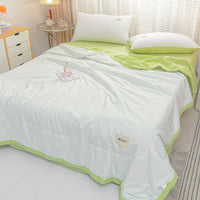 HKM-576275 Summer Quilt Four-Piece Bedding Set - Machine Washable with Reactive Print and Cool Fiber Material