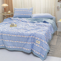 HKM-576275 Summer Quilt Four-Piece Bedding Set - Machine Washable with Reactive Print and Cool Fiber Material