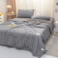 HKM-576275 Summer Quilt Four-Piece Bedding Set - Machine Washable with Reactive Print and Cool Fiber Material