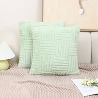 HKM-576339 Woven Plush Pillow Cover in Striped and Solid Colors - 45x45cm