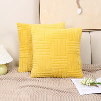 HKM-576339 Woven Plush Pillow Cover in Striped and Solid Colors - 45x45cm