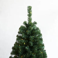 HKM-576403 6ft Pre-Lit Artificial Christmas Tree with Hinged Branches and Foldable Metal Stand