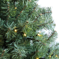 HKM-576403 6ft Pre-Lit Artificial Christmas Tree with Hinged Branches and Foldable Metal Stand