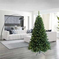 HKM-576403 6ft Pre-Lit Artificial Christmas Tree with Hinged Branches and Foldable Metal Stand