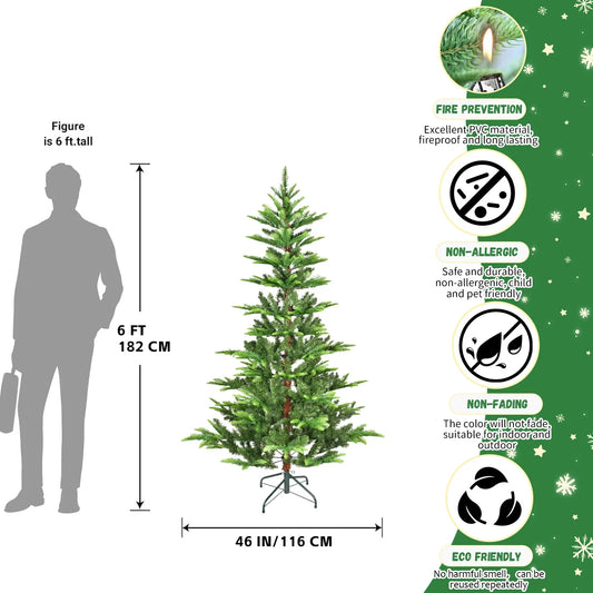 KTX-576723 6ft Warm Light Artificial Pine Christmas Tree for Indoor Home Decoration