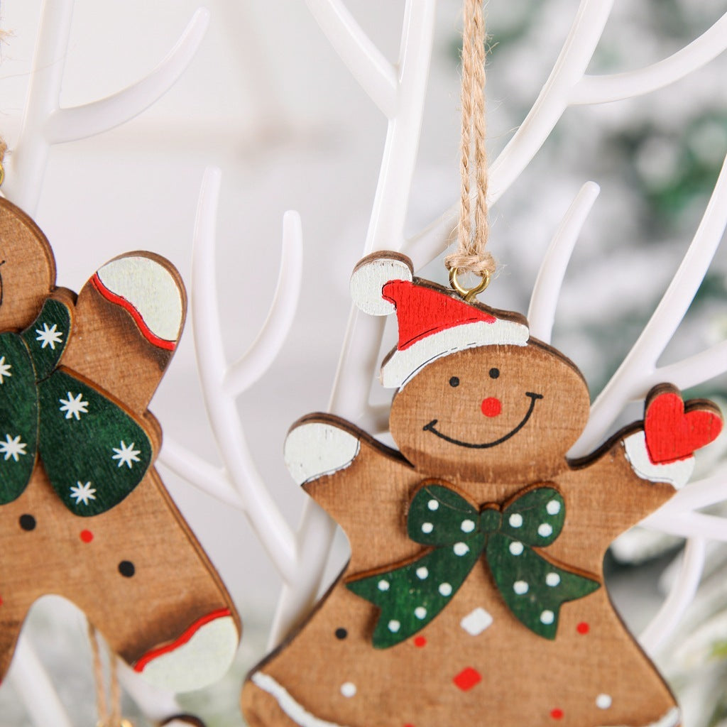 HKM-576723 Wooden Christmas Gingerbread Man Ornament - Festive Holiday Decor, Cute Design