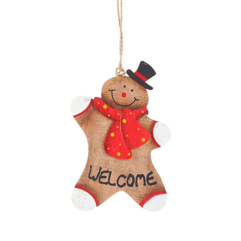 HKM-576723 Wooden Christmas Gingerbread Man Ornament - Festive Holiday Decor, Cute Design