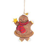 HKM-576723 Wooden Christmas Gingerbread Man Ornament - Festive Holiday Decor, Cute Design