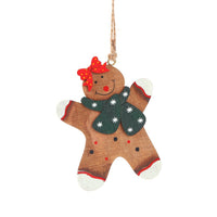 HKM-576723 Wooden Christmas Gingerbread Man Ornament - Festive Holiday Decor, Cute Design