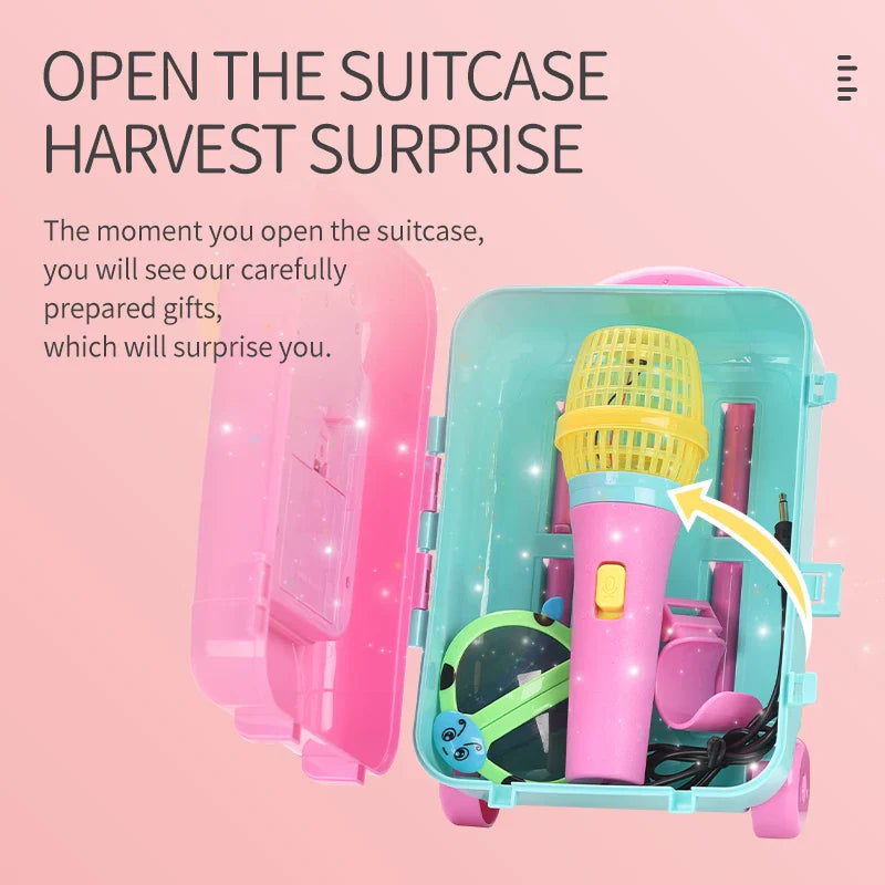 HKM-576851 Multifunctional Musical Speaker Microphone Suitcase Toy Set for Kids 3+