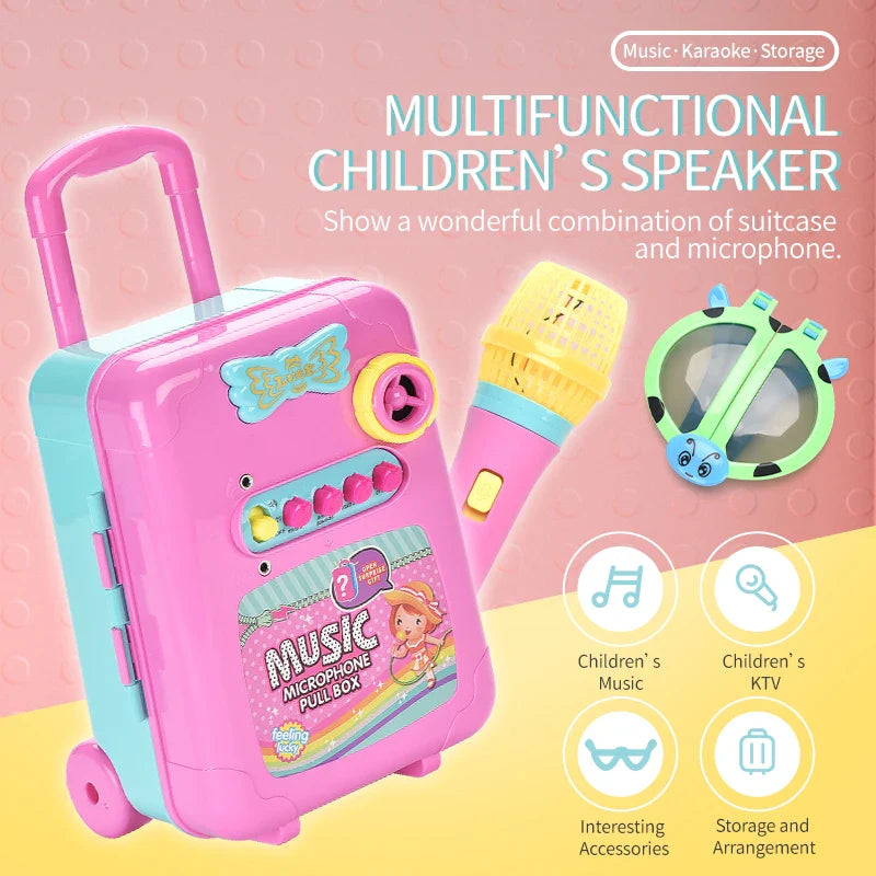 HKM-576851 Multifunctional Musical Speaker Microphone Suitcase Toy Set for Kids 3+
