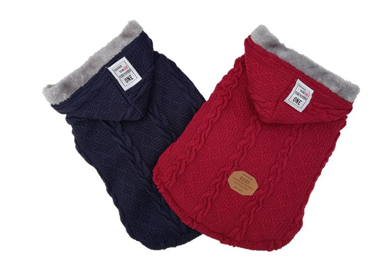 HKM-576851 Soft and Comfortable Knitted Dog Sweater in Blue and Wine Red, Available in Multiple Sizes