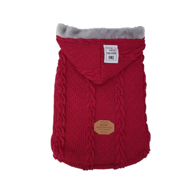 HKM-576851 Soft and Comfortable Knitted Dog Sweater in Blue and Wine Red, Available in Multiple Sizes