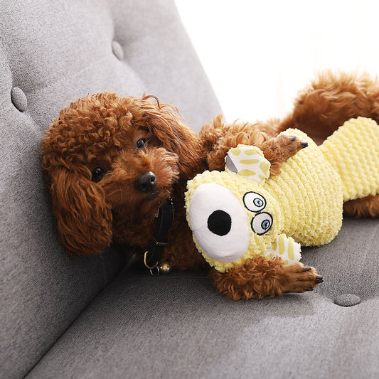 HKM-577043 Medium Dog Plush Molar Bear Toy - Durable, Bite-Resistant, Easy to Clean, Interactive Training Companion