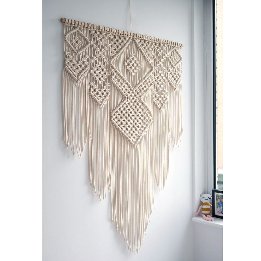 HKM-577107 Bohemian Hand-Woven Cotton Tapestry for Living Room Wall Decoration, 100x110cm