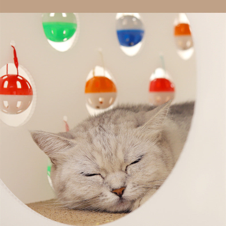 HKM-577107 Cat Scratch Board Nest with Integrated Bell Ball and Cat Tunnel