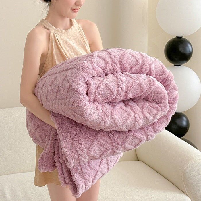 HKM-577107 Cozy Double-Sided Velvet Blanket for Sofa and Lunch Break, Multiple Sizes Available