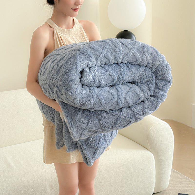 HKM-577107 Cozy Double-Sided Velvet Blanket for Sofa and Lunch Break, Multiple Sizes Available