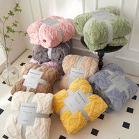 HKM-577107 Cozy Double-Sided Velvet Blanket for Sofa and Lunch Break, Multiple Sizes Available