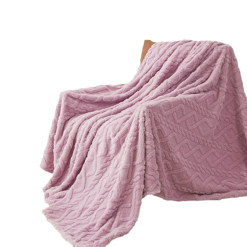 HKM-577107 Cozy Double-Sided Velvet Blanket for Sofa and Lunch Break, Multiple Sizes Available
