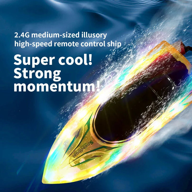 HKM-577107 High-Speed Remote Control Boat with Flashing Lights - Waterproof Electric Toy for Pools, 10km/h Speed