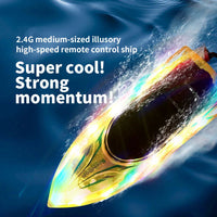 HKM-577107 High-Speed Remote Control Boat with Flashing Lights - Waterproof Electric Toy for Pools, 10km/h Speed