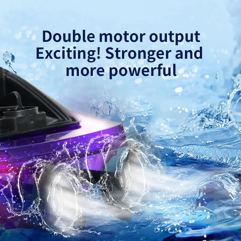 HKM-577107 High-Speed Remote Control Boat with Flashing Lights - Waterproof Electric Toy for Pools, 10km/h Speed