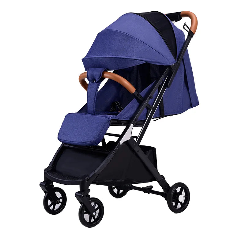 HKM-577299 Red Linen Baby Stroller and Car Seat Travel Set - Portable Push Chair for Infants