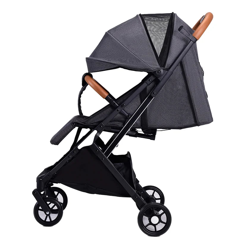 HKM-577299 Red Linen Baby Stroller and Car Seat Travel Set - Portable Push Chair for Infants