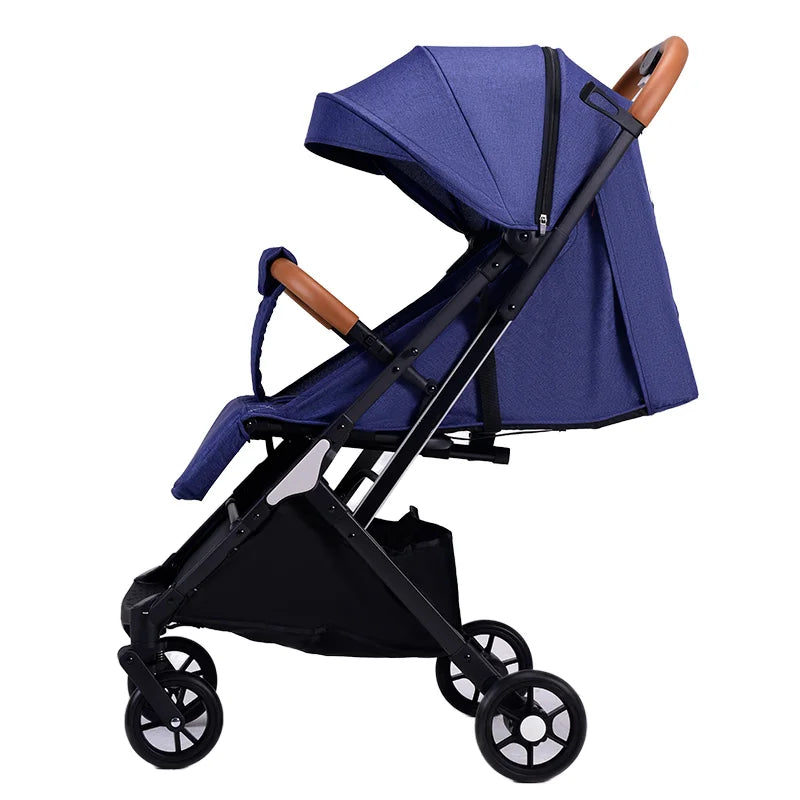 HKM-577299 Red Linen Baby Stroller and Car Seat Travel Set - Portable Push Chair for Infants