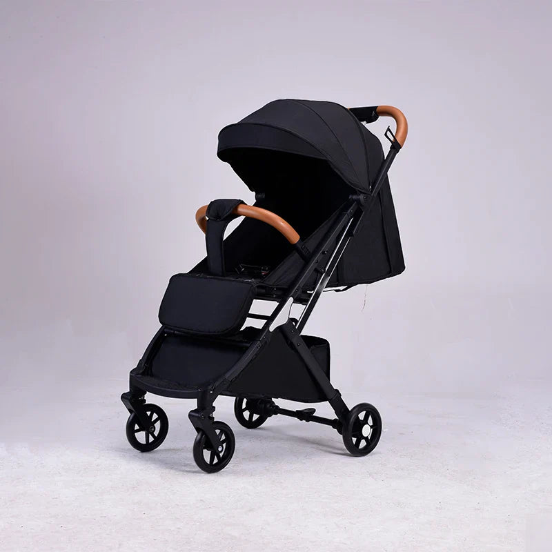 HKM-577299 Red Linen Baby Stroller and Car Seat Travel Set - Portable Push Chair for Infants