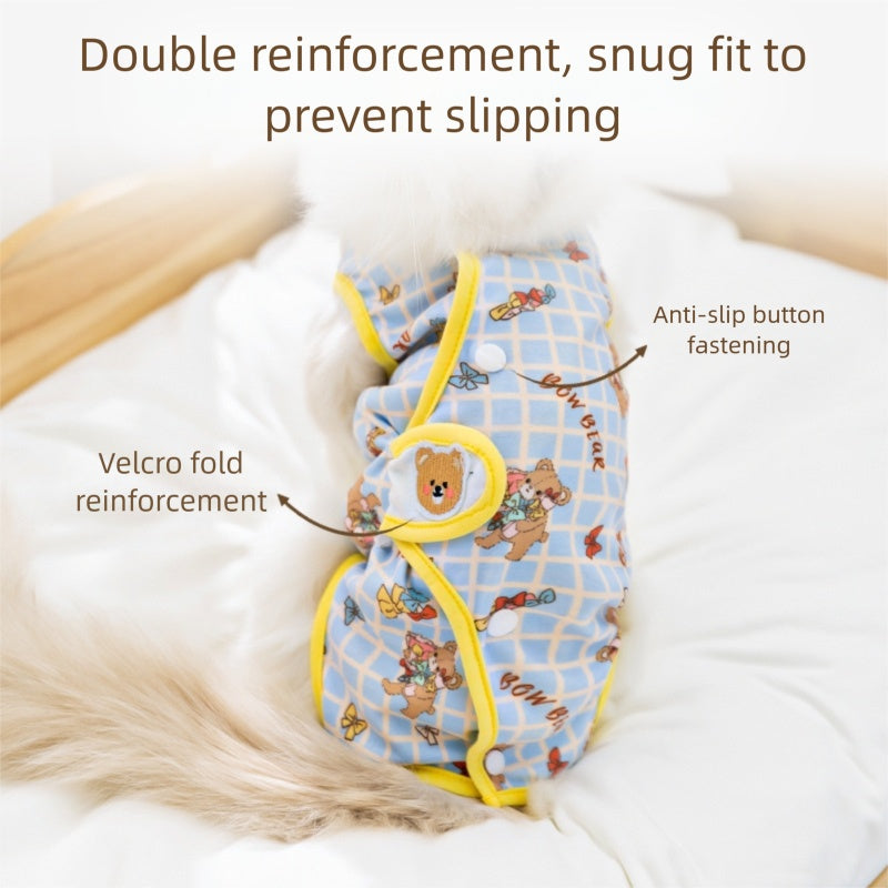 HKM-577427 Cute Cat and Dog Weaning Clothes for Recovery and Comfort - Anti-Lick Belly Protection Outfit