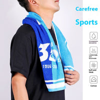 HKM-577683 Cotton Sports Towel for Table Tennis and Ball Games - Sweat-Absorbing, Blue