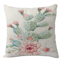 HKM-577811 Flowers and Birds Floral Linen Lumbar Pillow for Car and Sofa - 45x45cm (Pillowcase Only)