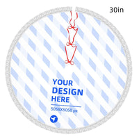 HKM-577875 Fringed Edge Christmas Tree Skirt with Ties, Water-Repellent Polyester, Available in Multiple Sizes