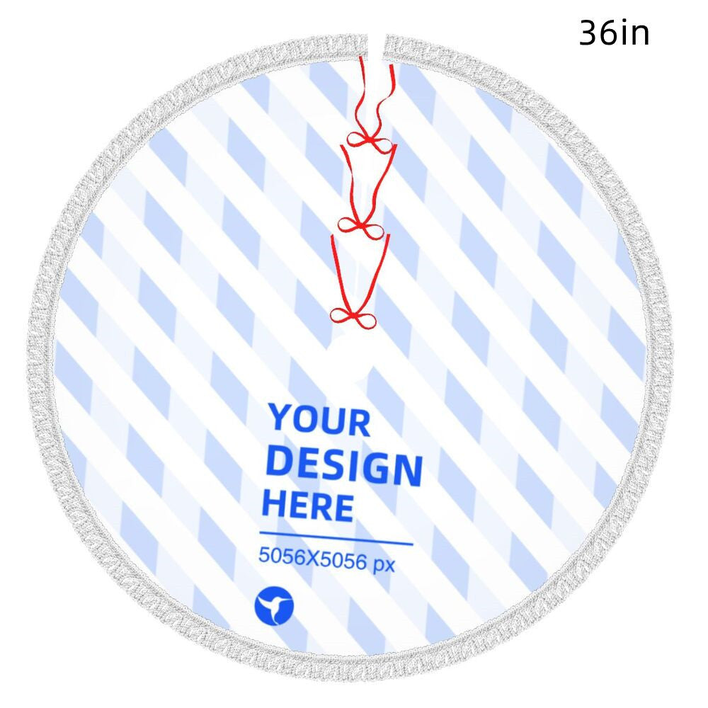 HKM-577875 Fringed Edge Christmas Tree Skirt with Ties, Water-Repellent Polyester, Available in Multiple Sizes