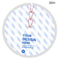 HKM-577875 Fringed Edge Christmas Tree Skirt with Ties, Water-Repellent Polyester, Available in Multiple Sizes